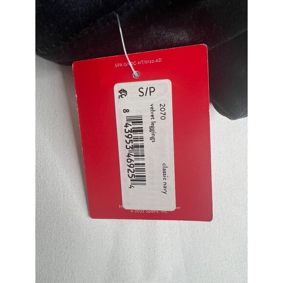 Spanx Power Waitband Shiny Velvet Clasic Navy Leggings Size Small - Picture 9 of 11